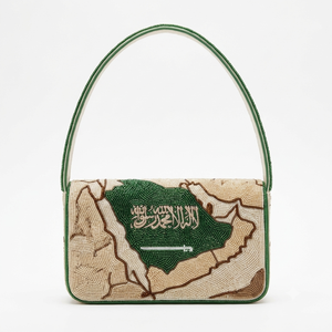 Handmade Saudi Arabia Map Flag Beaded <b>Shoulder</b> <b>Bag</b> <b>Women</b> Arabic Calligraphy Evening Flap Clutch Handbag Purse - Product Image 1
