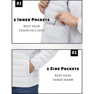 เสื้อแจ็คเก็ตพัฟเฟอร์ฤดูหนาวแบบคอตั้ง ตัดต่อผ้า ไนลอน 100% - Product Image 4