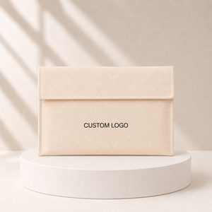 Meilleures pochettes d'emballage en coton personnalisées avec logo, fermeture à cordon, beige, pour bijoux, montres, lunettes, organisateur recyclable pour boucles d'oreilles et bracelets - Product Image 6
