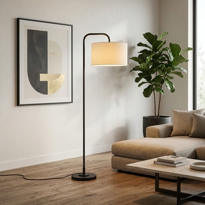 Minimalist Black Metal Handcrafted <b>Floor</b> Lamp White Shade Modern Industrial Design for Living Room Bedroom Office Diwali Wedding - Product Image 5