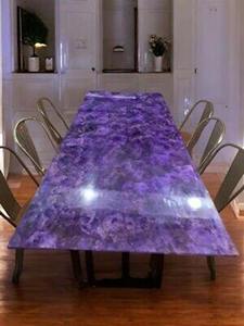 Plateau de table à manger en améthyste, Plateau de table basse en améthyste, Table de conférence en améthyste, Plateau de table de salon en améthyste - Product Image 3