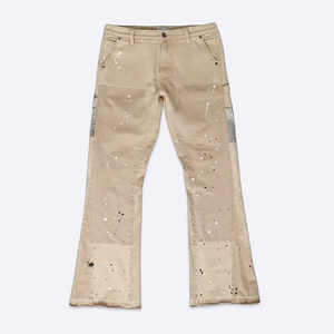 Jeans de mezclilla para hombre, estilo vintage, de alta calidad, ajustados, rasgados, con dobladillo sin rematar y corte acampanado, al por mayor. - Product Image 3