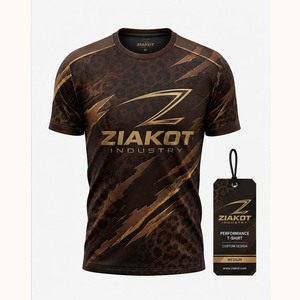 T-shirt de performance léopard à motif 3D marron-ancien or personnalisé pour l'industrie Ziakot (vente en gros) - Product Image 1