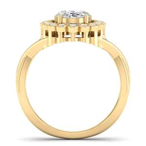 Anillo de compromiso de moissanita de plata de ley 925 con diseño de halo de corte ovalado, anillo de boda con diseño floral de espiga de panal para fiesta - Product Image 4