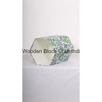 Poubelle rectangulaire en bois écologique faite à la main, à couvercle ouvert, avec couvercle roulant, motif floral, pour intérieur/extérieur, en stock