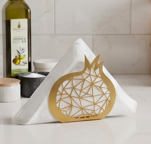 Anneau de serviette en métal doré en forme de grenade avec motif géométrique, support moderne pour la décoration de table, articles de cuisine et usage hôtelier - Product Image 5