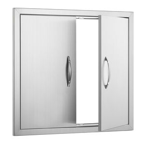 26W X 24H Inch Double Stainless Steel Flush Mount Outdoor Kitchen Door with Vertical Handles <b>BBQ</b> Access Accessories - Product Image 4