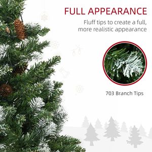 Albero di Natale Sottile Pre-Illuminato da 210 cm con 250 LED Bianchi Caldi, Rami Verdeverdi Effetto Neve, Apertura Automatica, Versione Pieghevole da 180 cm, Decorazioni - Product Image 5