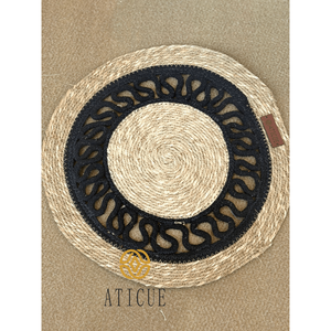 Placemats Boho Seagrass & Raffia Woven 15" Round <b>Table</b> <b>Mat</b> for Home - Product Image 2