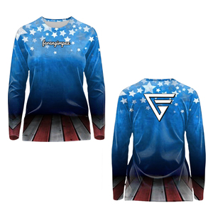 Camiseta de Pesca con Cuello Redondo para Mujer, Sublimada, Unisex, Manga Larga, Secado Rápido, UPF 50, Estampado con la Bandera de EE. UU. y Estrellas Azules, Sudadera para Adultos - Product Image 1