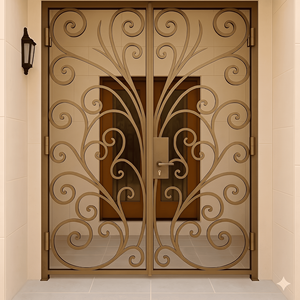 Portail de jardin en fer forgé KHP, design contemporain, porte battante manuelle, utilisation extérieure, surface finie, portail d'entrée en métal, garantie 1 an - Product Image 3