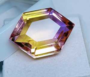 Ametrina con Corte Hexagonal, Gema Natural Facetada Suelta, Piedra de Joyería Certificada de Amatista y Citrino - Product Image 5