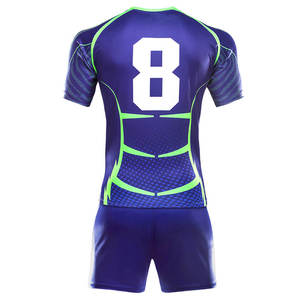 Men's <b>Purple</b> Rugby Jersey Shorts Set Crew Neck Short Sleeve Sublimated Print Moisture Wicking Quick Dry Fitted All Seasons - Product Image 2