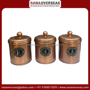 Juegos de almacenamiento de café y azúcar de cobre puro de alta calidad estándar Variedad de diseños y tamaños a precios de mercado - Product Image 3
