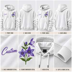 เสื้อฮู้ดดี้สีขาวสไตล์ใหม่ปี 2025 สำหรับผู้หญิง พิมพ์ลายดอกไม้ ทรงหลวม ไหล่ตก มีกระเป๋าจิงโจ้ - Product Image 5