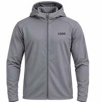 Veste coupe-vent à capuche zippée décontractée en polyester pour homme, avec logo frontal, service OEM, collection automne