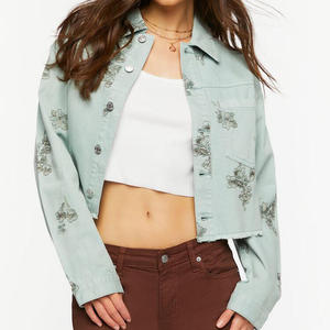 TIXAY SPORTS Women Regular Blue Stonewashed Printing Patch <b>Coat</b> Streetwear Ladies <b>Denim</b> Jacket Unisex Hot Sale Spring - Product Image 5
