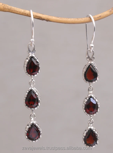 Pendientes colgantes de granate de lágrima de filigrana Vintage, pendientes largos de gota, joyería de declaración Bohemia para mujer - Product Image 2