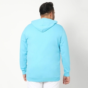 Sweat-shirt à capuche en coton bleu ciel pour homme, grande taille - Pull respirant bleu clair avec poche kangourou et cordon de serrage - Product Image 2