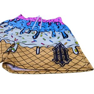 Shorts de sport respirants en maille, imprimé par sublimation motif goutte de crème glacée, séchage rapide, légers, coupe athlétique, pour hommes, idéaux pour la gym et le basketball - Product Image 2