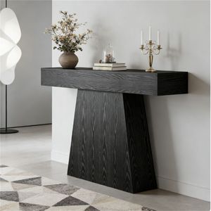 Consolle da Ingresso Stile Rustico con Base Trapezoidale, Tavolo Consolle Principale, Tavolo da Divano - Product Image 2