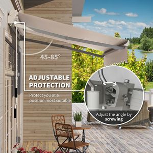 Toldo Manual para Patio Beige de 8 Pies x 6.6 Pies con Manivela y Diseño Extensible para Protección Solar y contra la Lluvia - Product Image 4