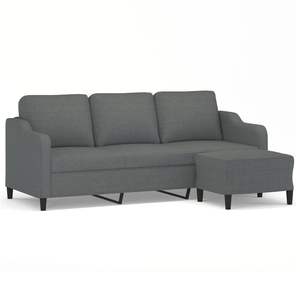 Sofá Gris Oscuro de 3 Plazas con Reposapiés, Muebles Elegantes para Sala de Estar - Product Image 2