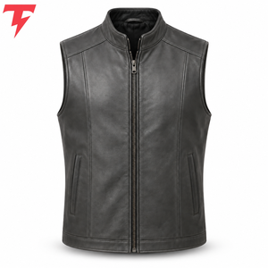 Sleeveless Winter Casual Vintage <b>Leather</b> <b>Vest</b> Custom Color Custom Logo High Quality Outerwear for Men - Product Image 1