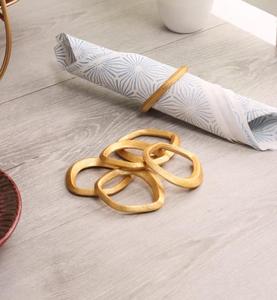 Modern Gold Metal Napkin Rings Set of 6 Handmade Decorative Tableware Accessories - Product Image 2