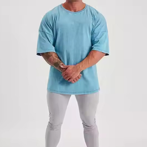 High Quality 180g Cotton Polyester Men's Short Sleeve T-Shirt Custom Logo Printed Plain Solid Pattern Silk <b>Screen</b> Knitted - Product Image 1