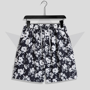 Shorts de Playa para Hombre con Estampado Floral, Cintura Media, Cordón Ajustable, Secado Rápido, Poliéster, con Bolsillos Laterales - Product Image 1