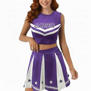 Conjunto de Uniforme de Animadoras Deportivas Zabex Personalizado para Mujer, Falda Plisada, Top Corto, Traje de Baile, Transpirable, Poliéster/Algodón - Product Image 1