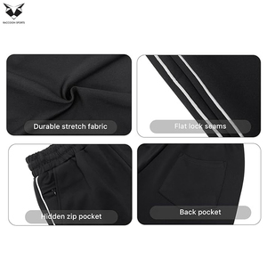 Custom Logo Men Striped Tracksuit <b>Trousers</b>, Knit Fabric Drawstring Waist Casual Loungewear Gym Fleece Sweatpants - Product Image 6