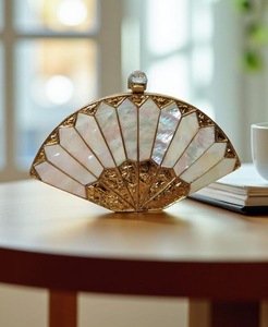 Luxury Crystal Embellished Fan-Shaped Clutch <b>Bag</b> Handmade Flower Crystal <b>Evening</b> Purse Custom Wedding Decoration Gift - Product Image 3
