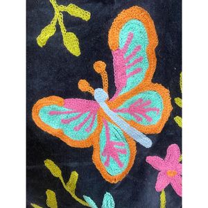 Veste en velours tricoté en coton brodée à la main pour femme, col mandarin, manches longues, motif floral, ouverte sur le devant, style Prairie, hiver/printemps - Product Image 6