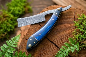 Cuchillo Plegable Industrial Hecho a Mano de Acero de Damasco BA Enterprises con Hoja Recta, Mango de Madera y Apertura con Perilla para Caza 8 - Product Image 6