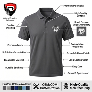 Polo de Manga Corta Gris Oscuro para Hombre Dumela International, Logotipo Bordado, Estilo Casual, Transpirable, Tejido de Poliéster, Corte Regular - Product Image 5