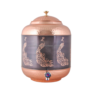 ถังเก็บน้ำทำจากทองแดงสลักลายนกยูงสำหรับเก็บน้ำในบ้านและสำนักงาน - Product Image 3