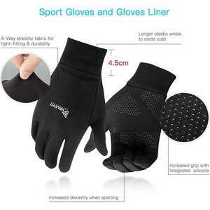 Wrist-Length Needle-Detectable Leather <b>Gloves</b> Lightweight Running <b>Gloves</b> Touch Screen Anti Slip Warm <b>Gloves</b> Liners for Cycling - Product Image 2