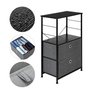 Comodino a 2 cassetti con struttura in acciaio, mobiletto comodino per casa, dormitorio universitario, tavolino d'appoggio, cassettiera per camera da letto - Product Image 5