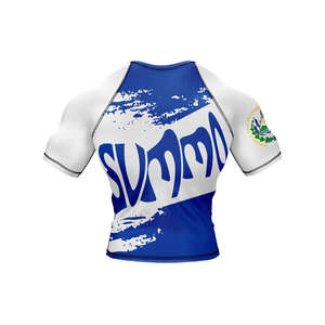 Camiseta de Compresión Deportiva para Hombre, Manga Larga, Diseño Gráfico de El Salvador, Blanca y Azul, para Entrenamiento Atlético, Ropa Deportiva de Alto Rendimiento - Product Image 3