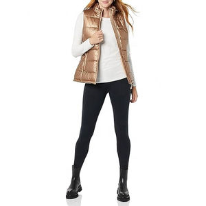 Chaleco de invierno personalizable con cremallera para mujer, chaquetas cálidas con capucha, sin mangas, cortas, impermeables, estilo casual, chaleco acolchado. - Product Image 3