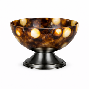 Bol décoratif élégant en marbre jaune avec base noire en résine pour la décoration de la maison et du bureau de luxe, prix de gros - Product Image 4