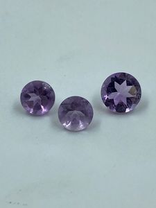 Pierre précieuse améthyste naturelle, coupe arrondie, 2,63 carats, 6-7 mm, violet, 3 pièces pour la fabrication de bijoux - Product Image 2