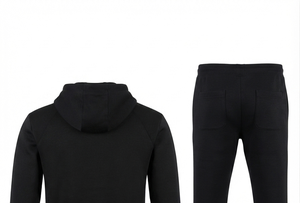 Ensemble de survêtement en coton noir pour homme, sweat-shirt à fermeture éclair intégrale avec poches latérales, vêtements décontractés, saison d'automne, coupe classique - Product Image 4