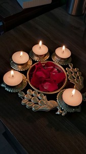 Large Metal Candle Bowl With Rustic Design For Tealight Candles And <b>Decorative</b> <b>Table</b> Centerpiece Use - Product Image 6