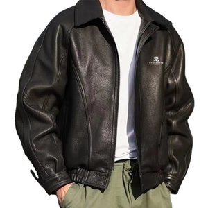 Chaqueta de Cuero de Oveja Premium para Hombre, Chaqueta Bomber de Cuero Genuino para Invierno, Estilo Casual, Corte Ajustado, Moda Urbana y Motociclista - Product Image 1