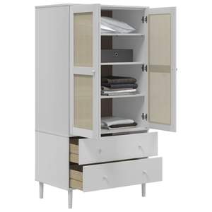 Armario Blanco de Dos Puertas con 2 Cajones, Mueble de Almacenamiento Moderno de Estilo Escandinavo para Dormitorio - Product Image 4