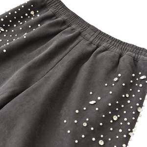 Pantalon de survêtement en coton noir pour homme, doublure polaire écologique, avec cordon de serrage à la taille, broderie, style décontracté hiver - Product Image 3