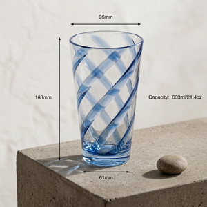 [Holar] Vasos de Plástico Reutilizables de 20 oz, Transparentes, con Diseño de Rayas Azules en Espiral, Resistentes a los Golpes, Hechos en Taiwán, para Fiestas al Aire Libre y Junto a la Piscina - Product Image 3